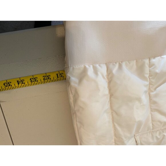 Michael Kors Womens Quilted White Puffer Coat Snap Pockets & Belted Waist Small - Picture 9 of 14